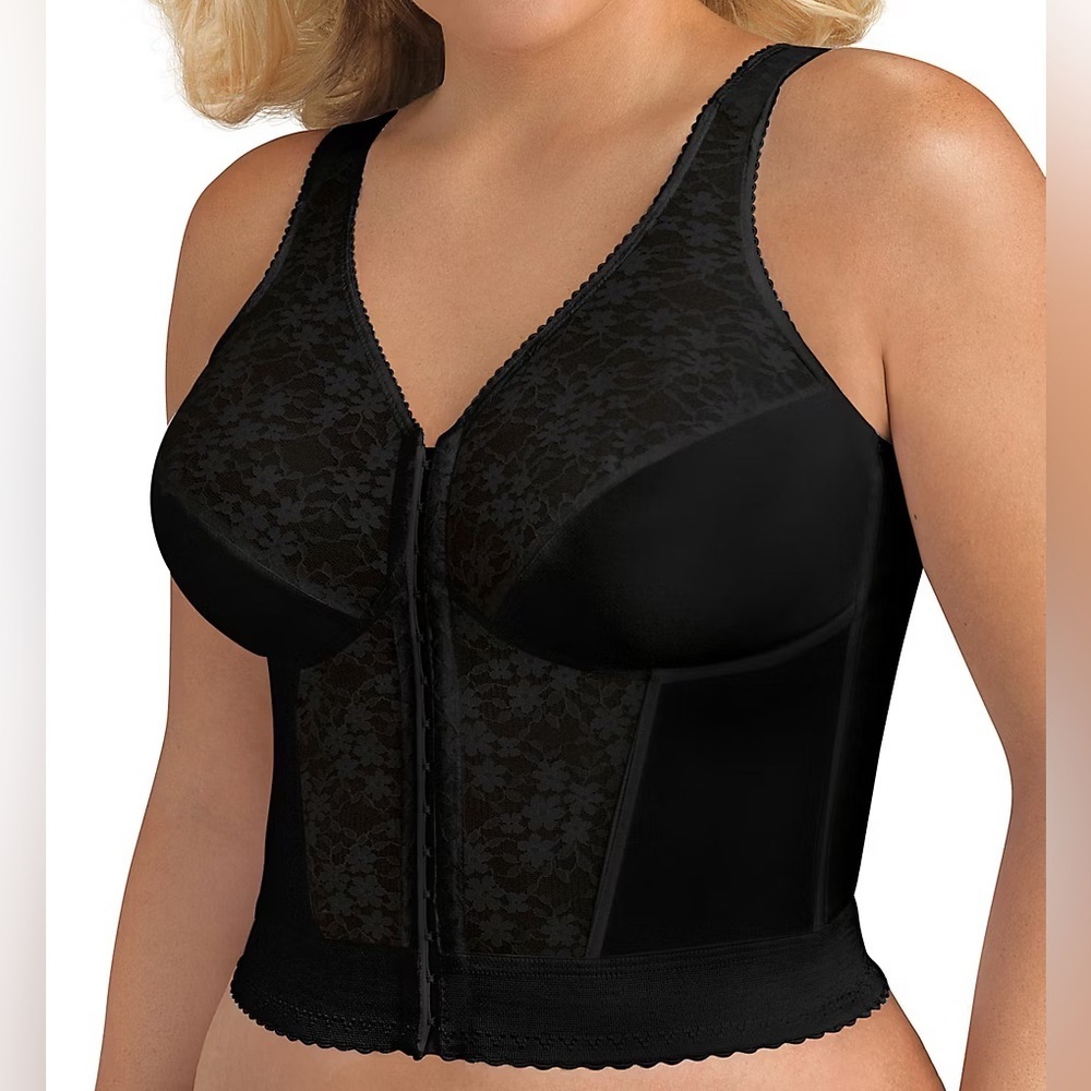 Exquisite Form‎ 5107565 Front Close Lace Longline Posture Bra Black Size 38C